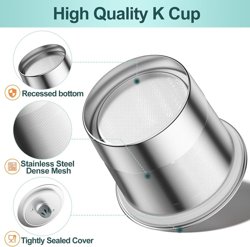 RETHONE K Cup Reusable Coffee Pods, Stainless Steel Reusable K Cups Compatible with Keurig 1.0 & 2.0 Coffee Machines Brewers Refillable K Cups (2 Pack) - Image 4